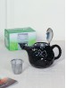 Porcelain Teapot in Black w/ Lid & Infuser 800ML With Gift Box